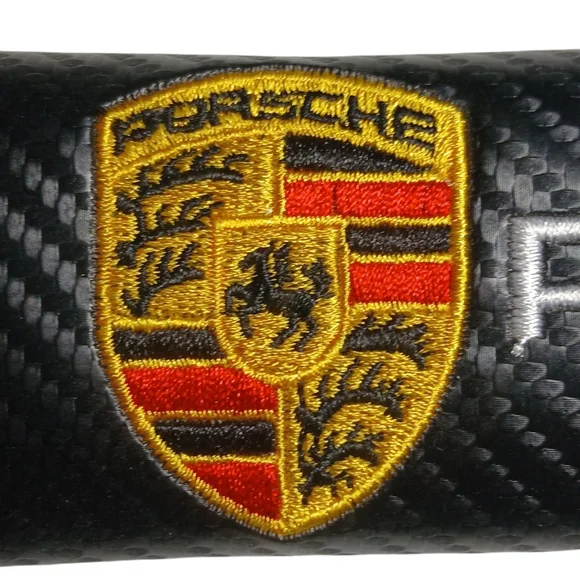Porche Seat Belt Cover Embroidered Black Velcro - Picture 2 of 15
